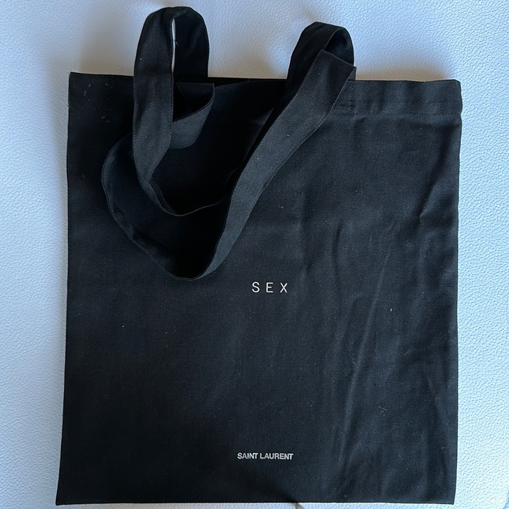 Saint Laurent black fabric shopping bag